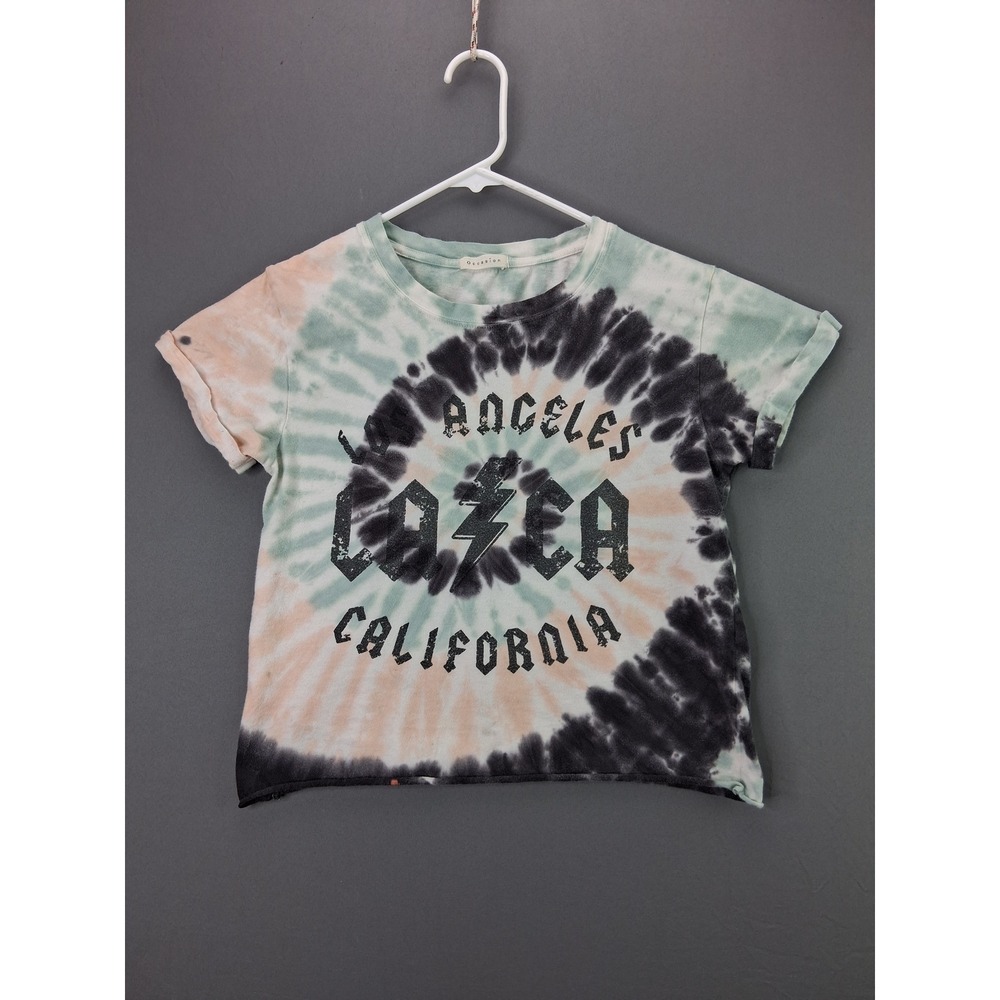 Occasion T-Shirt Los Angeles California Tie Dye Graphic Tee XS Green Peach Black
